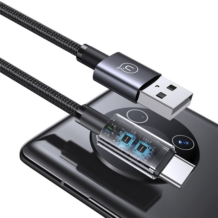 USAMS US-SJ663 Sufeng Series 1.2m USB-A to Type-C 3A Fast Charging Aluminum Alloy Data Cable - Tarnish