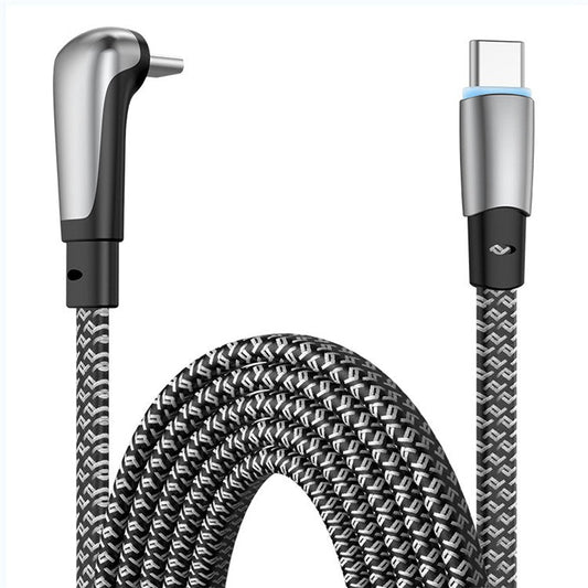 ENKAY 2m PD 65W Fast Charging Cable Angled Type-C to Type-C Flat Charging Cord
