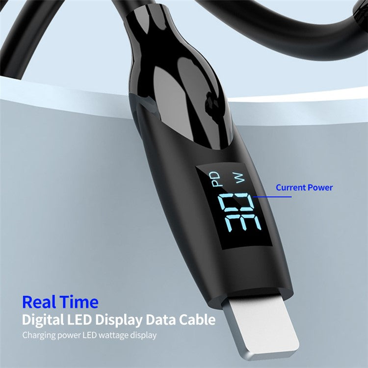 ENKAY 1m USB to Lightning 2.4A Fast Charging Cable LED Display Silicone Charged Data Cord