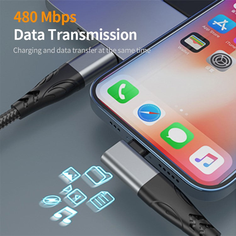 ENKAY 2m 4 in 1 USB / Type-C to iP / Type-C Nylon PD 100W Fast Charging Cable with E-Marker Chip