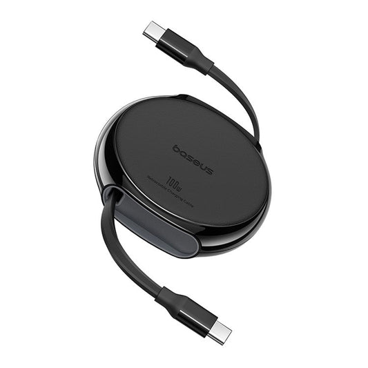 BASEUS Free2Draw 1m 100W Type-C to Type-C Retractable Fast Charging Cable - Black