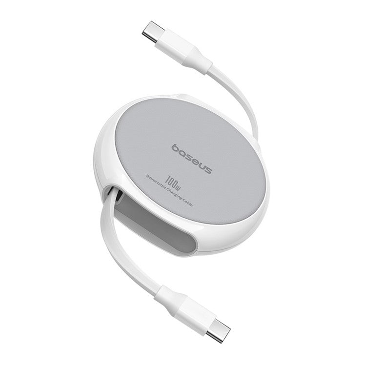 BASEUS Free2Draw 1m 100W Type-C to Type-C Retractable Fast Charging Cable - White