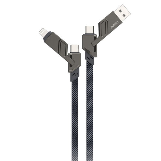 XUNDD XDDC-027 1.5m USB+Type-C+iP+Micro USB Charging Cable Cord - Black