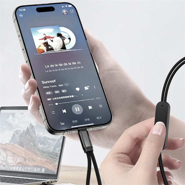 TIANSTON T31 For iPhone 15 Type-C Male to 3.5mm + Type-C Female Headphone Adapter Splitter Cable