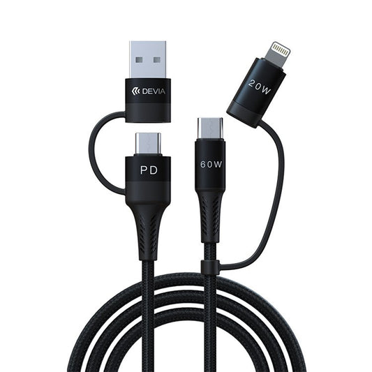 DEVIA EC504 Extreme Speed Series 1.5m Multi 4-in-1 Fast Charging Cable Nylon Braided Cord