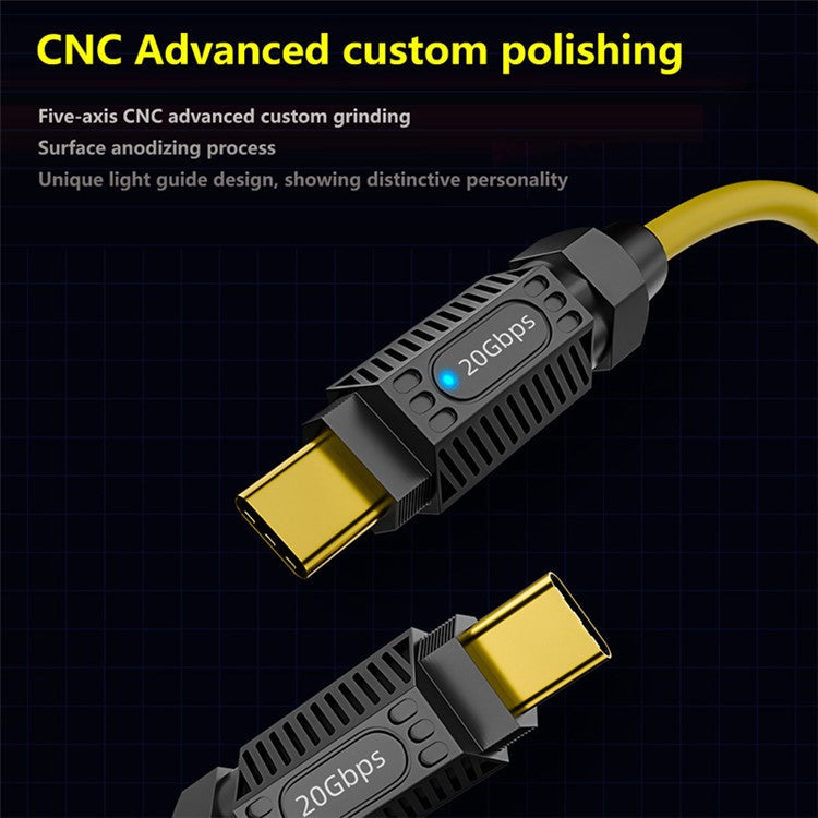 0.2m 140W Fast Charging 20Gbps 8K 60Hz USB3.2 Type-C Female to Male Data Cable