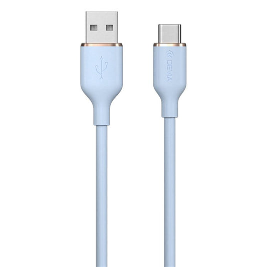 DEVIA Jelly Series EC629 1.2m USB-A to Type-C Silicone Charging Cable Data Sync Cord - Blue