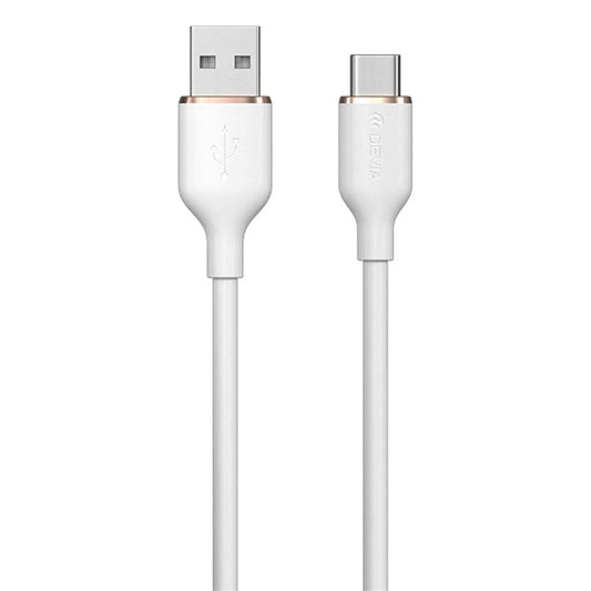 DEVIA Jelly Series EC629 1.2m USB-A to Type-C Silicone Charging Cable Data Sync Cord - White