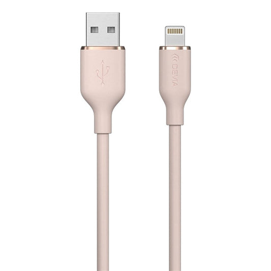 DEVIA Jelly Series EC630 1.2m USB-A to Lightning 2.4A Charging Cable Silicone Data Cord - Pink