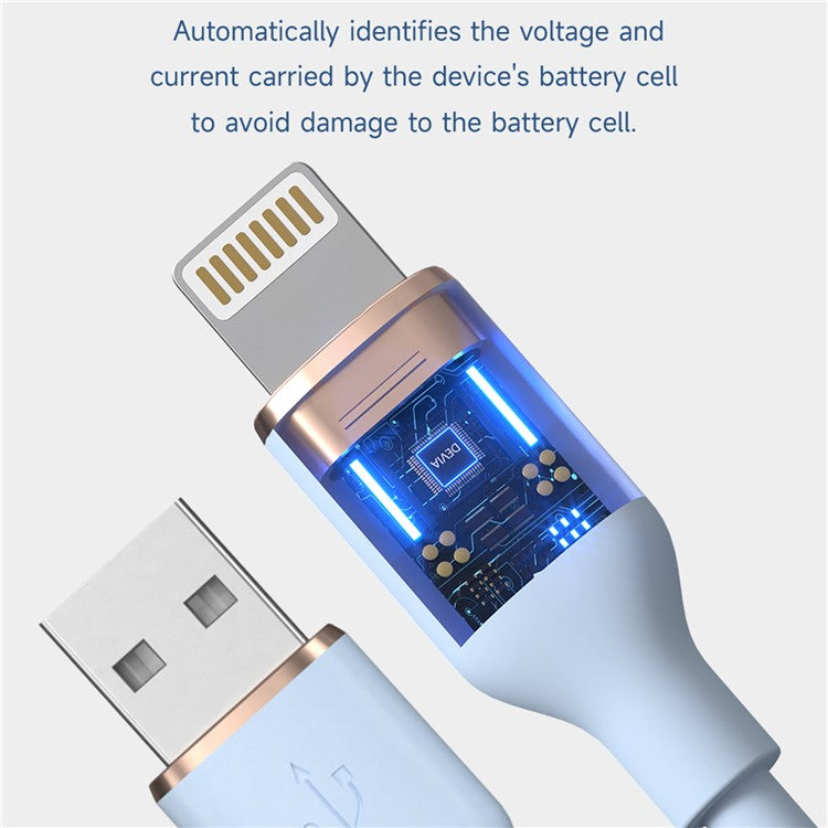 DEVIA Jelly Series EC630 1.2m USB-A to Lightning 2.4A Charging Cable Silicone Data Cord - Pink