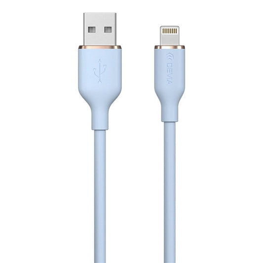 DEVIA Jelly Series EC630 1.2m USB-A to Lightning 2.4A Charging Cable Silicone Data Cord - Blue