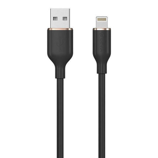 DEVIA Jelly Series EC630 1.2m USB-A to Lightning 2.4A Charging Cable Silicone Data Cord - Black