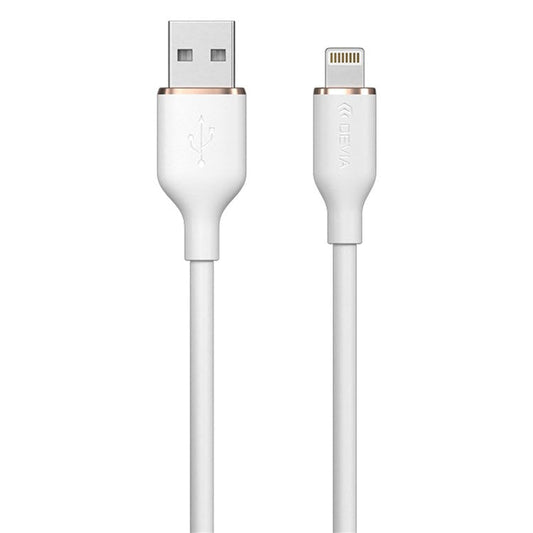 DEVIA Jelly Series EC630 1.2m USB-A to Lightning 2.4A Charging Cable Silicone Data Cord - White