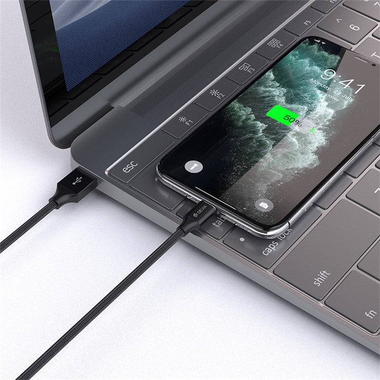 DEVIA Gracious Series EC412 2m USB-A to Lightning Phone Charging Cable Data Sync Braided Cord