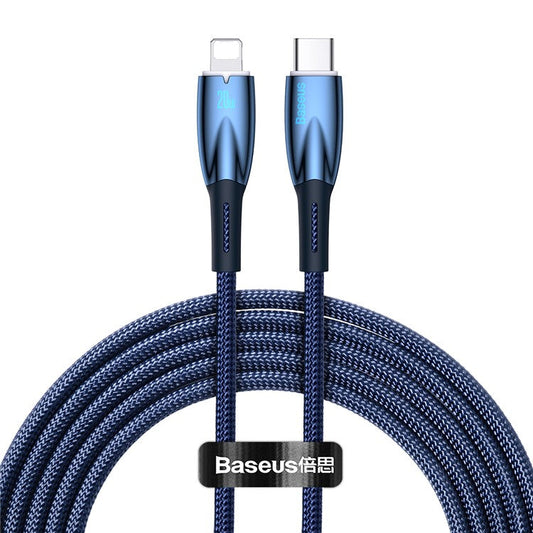 BASEUS Glimmer Series Type-C to iP Charging Cable 1m PD 20W Fast Charging Cable Data Cord - Blue