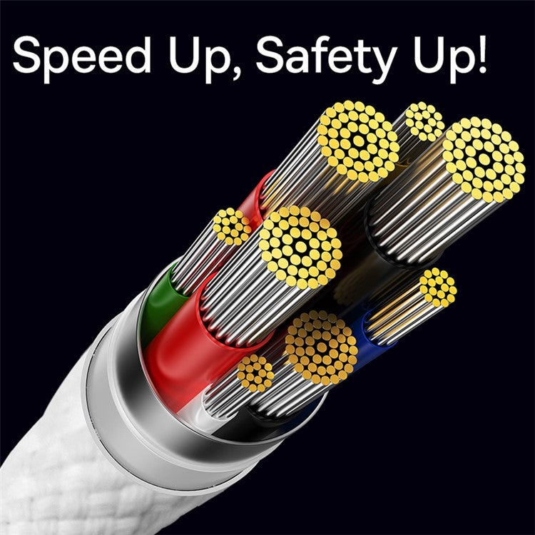 BASEUS Glimmer Series Type-C to Type-C Charging Cable 2m PD 100W Zinc Alloy Nylon Braided USB-C Charger Cable - White
