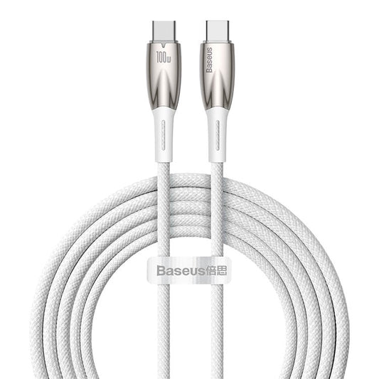 BASEUS Glimmer Series Type-C to Type-C Charging Cable 1m PD 100W Fast Charging Cable Data Cord - White