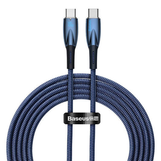 BASEUS Glimmer Series Type-C to Type-C Charging Cable 1m PD 100W Fast Charging Cable Data Cord - Blue