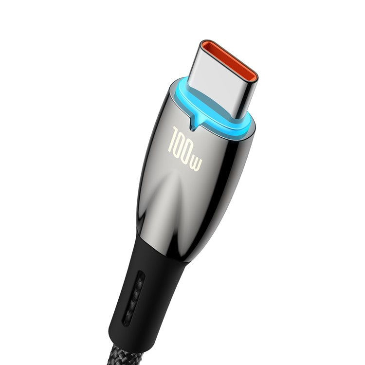 BASEUS Glimmer Series USB to Type-C Charging Cable 2m 100W Nylon Braided Fast Charger Cable - Black
