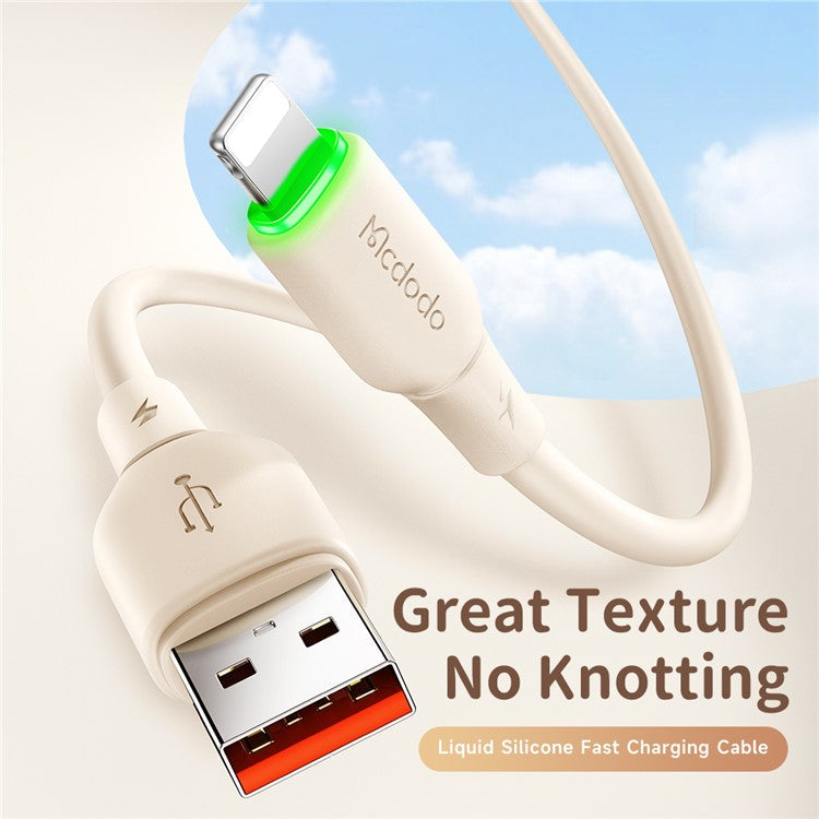 MCDODO Alpha Series CA-474 1.2m USB-A to Lightning Cable 3A Silicone Data Cord - Beige