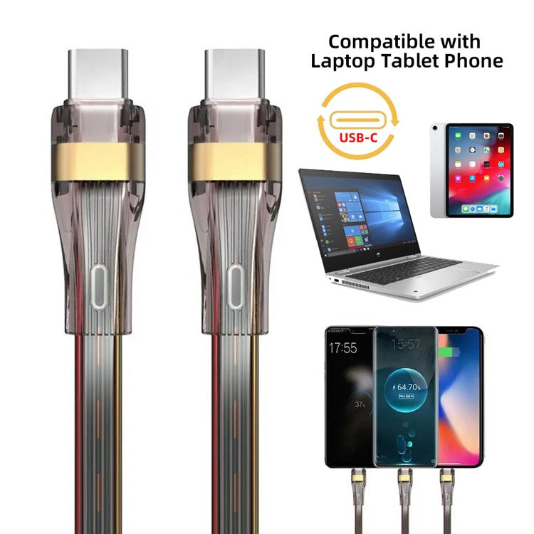UC-003-FL-2.0M 2m USB2.0 USB-C to USB-C Flat Cable 65W Fast Charge Laptop Tablet Phone Data Cable