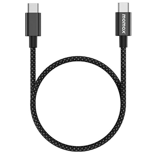 MOMAX Elite 0.5m PD 60W High Power USB C to USB C Nylon Braided Data Cable - Black