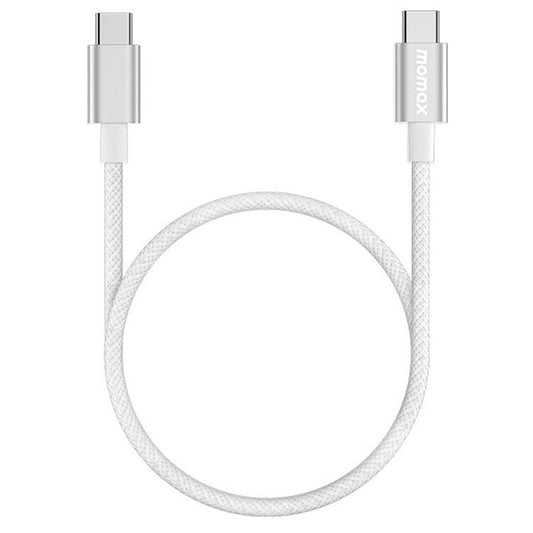 MOMAX Elite 0.5m PD 60W High Power USB C to USB C Nylon Braided Data Cable - White