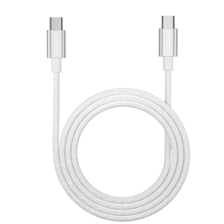 MOMAX Elite 1.5m USB C to USB C PD 60W Fast Charging Wire Nylon Braided Data Cable - White