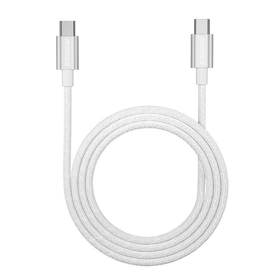 MOMAX Elite 1.5m USB C to USB C PD 60W Fast Charging Wire Nylon Braided Data Cable - White