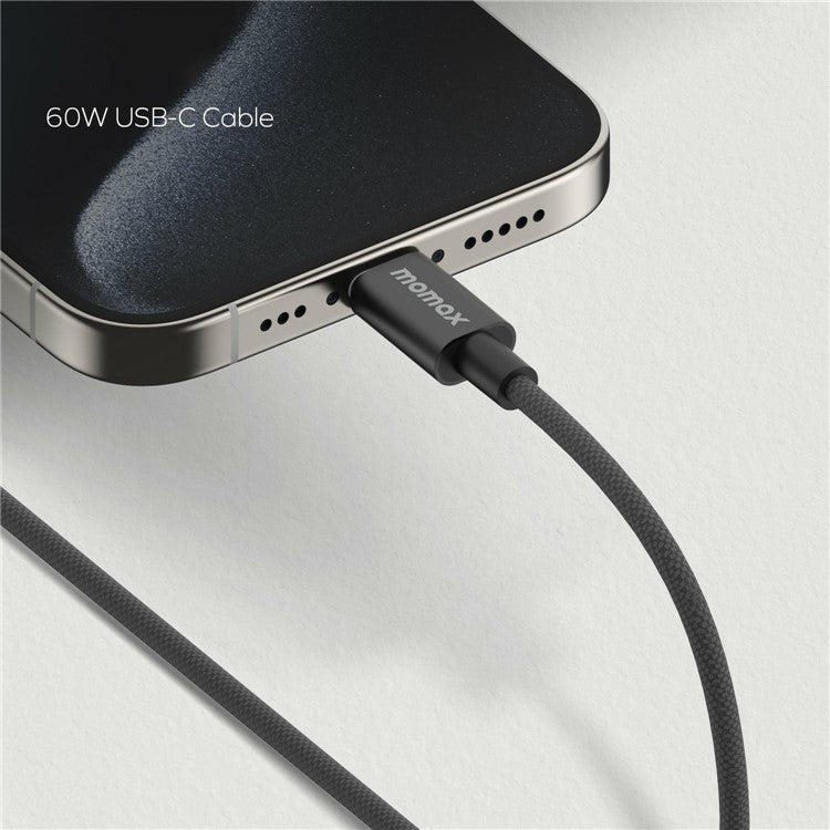 MOMAX Elite 1.5m USB C to USB C PD 60W Fast Charging Wire Nylon Braided Data Cable - Titanium Gold