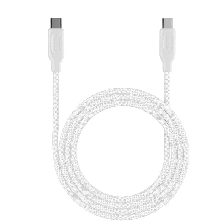 MOMAX Elite 2m Nylon Braided Charging Cable PD 100W USB C to USB C Data Cord - White
