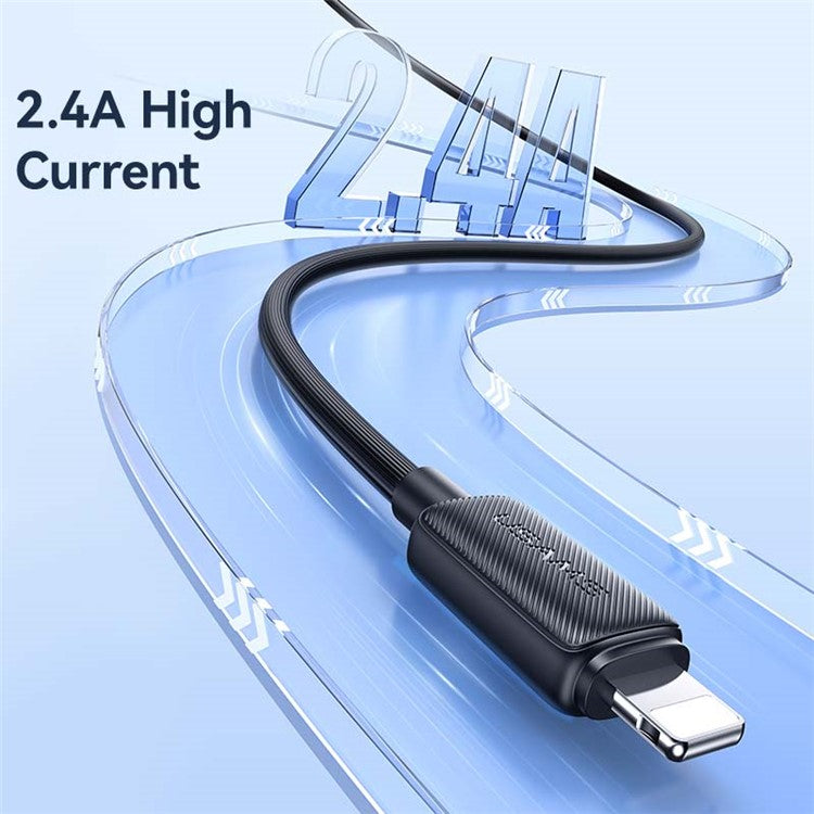 USAMS US-SJ699 3m USB to Lightning 2.4A Charging Cable Copper Core 480Mbps Data Cord - Black