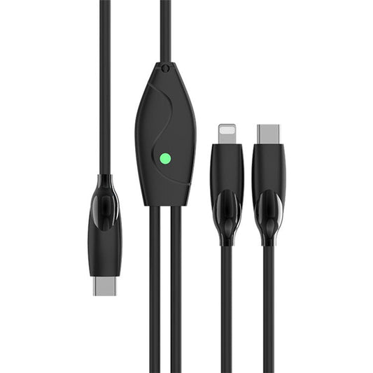ENKAY HAT PRINCE 2m PD 100W Fast Charging Cable Type-C to Type-C+iP Charger Cord with Indicator Light