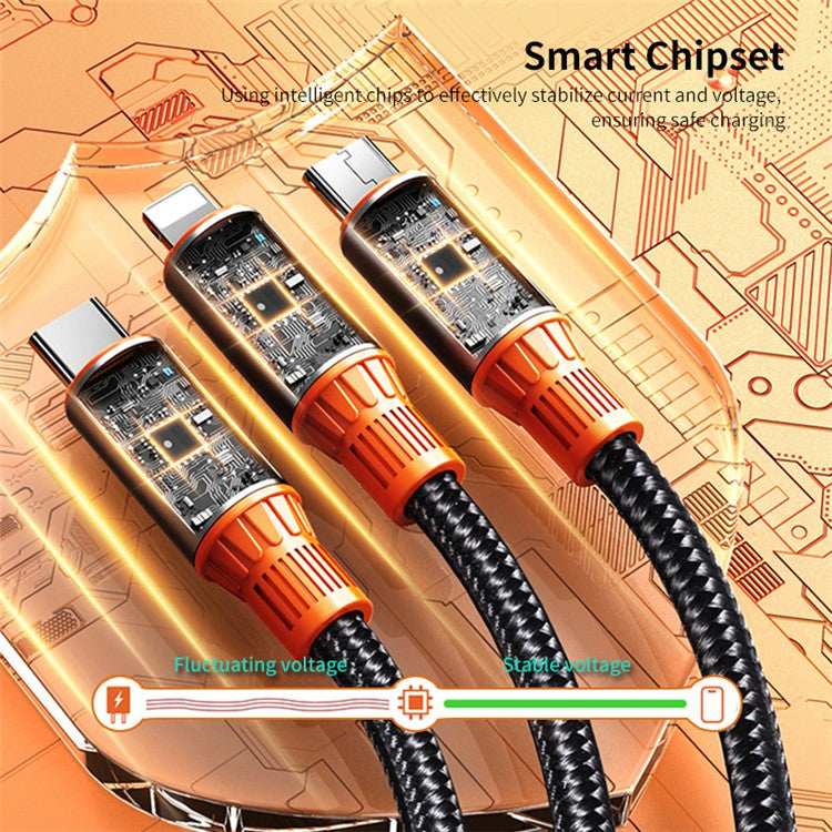 ENKAY USB / Type-C to iP / Type-C / Micro USB 5A Fast Charging Cable Nylon Braided Data Cable - 1.2m