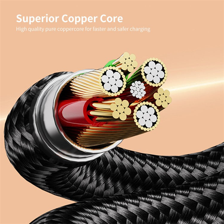 ENKAY USB / Type-C to iP / Type-C / Micro USB 5A Fast Charging Cable Nylon Braided Data Cable - 1.2m