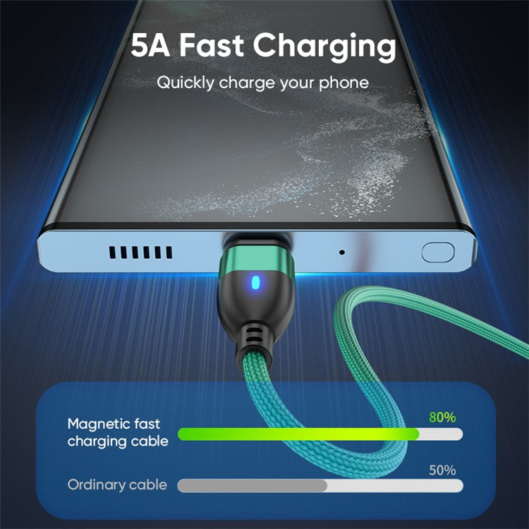ENKAY 1m 24Pin PD 100W Type-C to iP / Type-C / Micro USB Magnetic Charging Data Cable with LED Indicator - Green