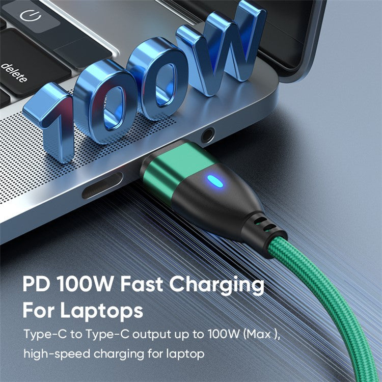 ENKAY 1m 24Pin PD 100W Type-C to iP / Type-C / Micro USB Magnetic Charging Data Cable with LED Indicator - Red
