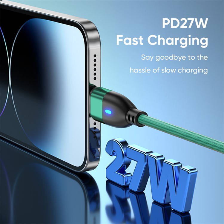 ENKAY 1m 24Pin PD 100W Type-C to iP / Type-C / Micro USB Magnetic Charging Data Cable with LED Indicator - Red
