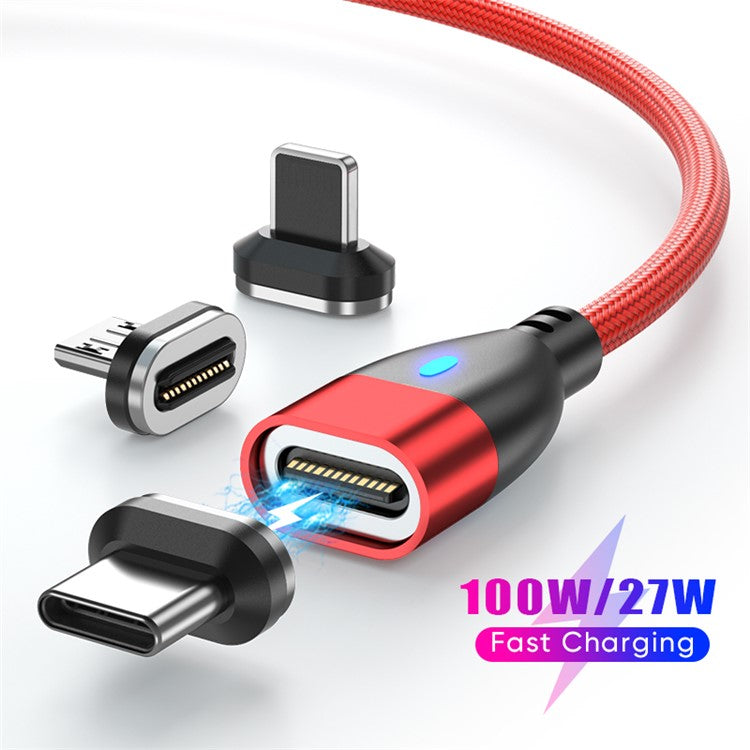 ENKAY 1.8m Type-C to iP / Type-C / Micro Magnetic Charging Cable LED Indicator Data Cable with Adapters - Red