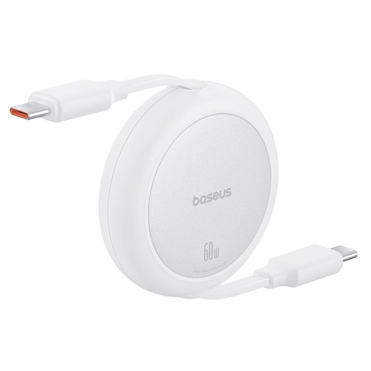 BASEUS Free2Pull Mini CB000088 1m 60W Telescopic Data Cable Type-C to Type-C Fast Charging Cable - White
