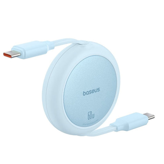 BASEUS Free2Pull Mini CB000088 1m 60W Telescopic Data Cable Type-C to Type-C Fast Charging Cable - Blue