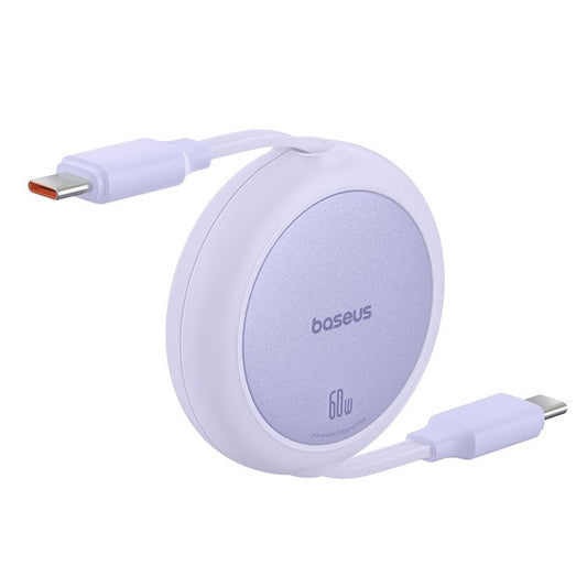 BASEUS Free2Pull Mini CB000088 1m 60W Telescopic Data Cable Type-C to Type-C Fast Charging Cable - Purple