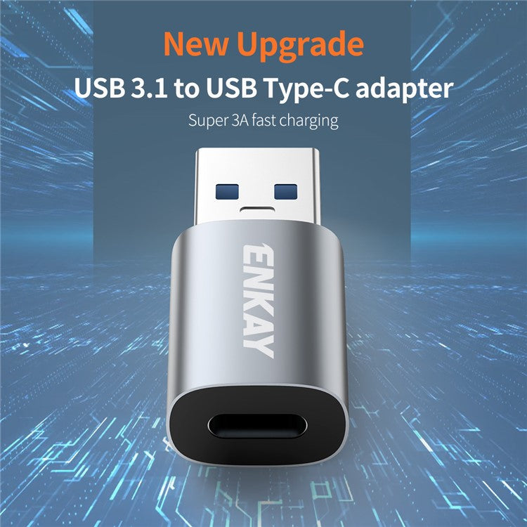 ENKAY ENK-AT118 USB 3.1 Male to Type-C Female Converter Data Transfer Fast Charging Adapter