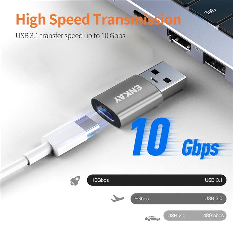 ENKAY ENK-AT118 USB 3.1 Male to Type-C Female Converter Data Transfer Fast Charging Adapter