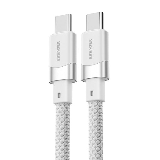 ESSAGER 1m 60W Type-C to Type-C Charging Cable Magnetic Design Braided Data Cord - White
