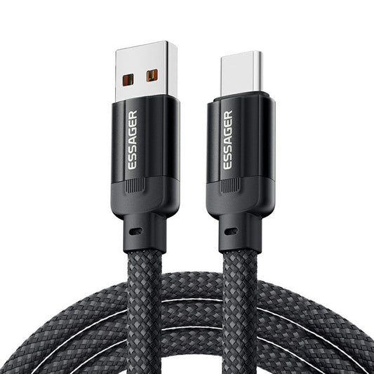 ESSAGER ES-X55 1m 100W Type-C to USB-A Charging Cable 480Mbps Magnetic Braided Data Cord