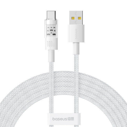 BASEUS Gem USB-A to Type-C 100W Fast Charging Nylon Braided Data Cable, 2m - White