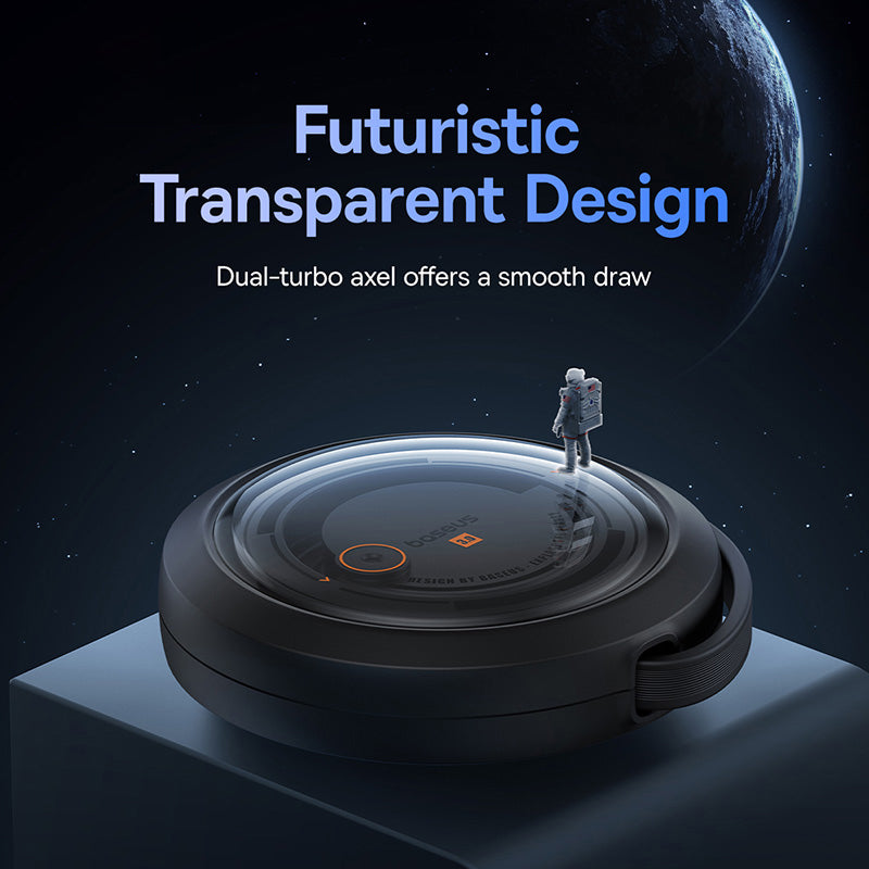 BASEUS Free2Draw Retractable Crystal Fast Charging Data Cable Type-C to Micro+iP+Type-C 100W, 1.1m - Black