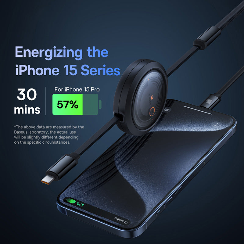 BASEUS Free2Draw Retractable Crystal Fast Charging Data Cable Type-C to Micro+iP+Type-C 100W, 1.1m - Black
