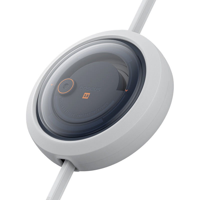 BASEUS Free2Draw Retractable Crystal Fast Charging Data Cable Type-C to Micro+iP+Type-C 100W, 1.1m - White